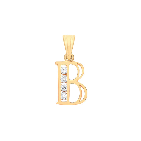 Y/G Channel Set Cz Initial Pendants HEERA DIAMONDS