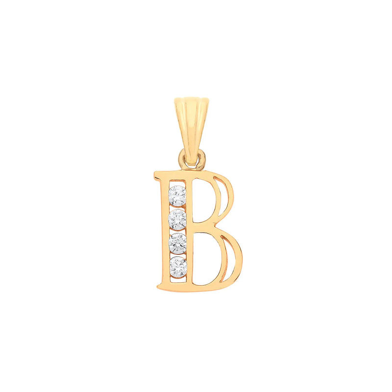Y/G Channel Set Cz Initial Pendants HEERA DIAMONDS