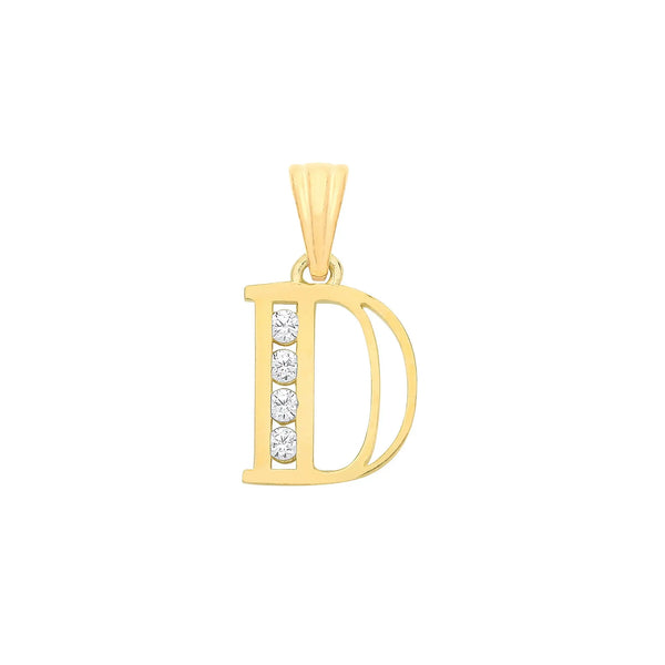 Y/G Channel Set Cz Initial Pendants HEERA DIAMONDS