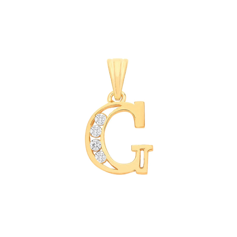 Y/G Channel Set Cz Initial Pendants HEERA DIAMONDS
