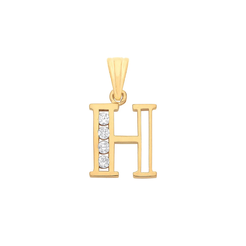 Y/G Channel Set Cz Initial Pendants HEERA DIAMONDS