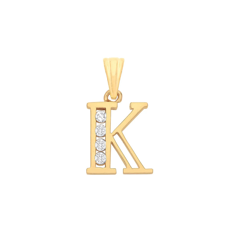 Y/G Channel Set Cz Initial Pendants HEERA DIAMONDS
