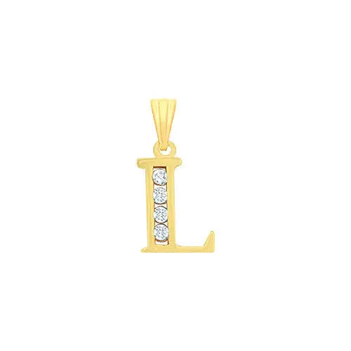 Y/G Channel Set Cz Initial Pendants HEERA DIAMONDS