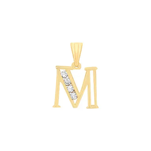 Y/G Channel Set Cz Initial Pendants HEERA DIAMONDS