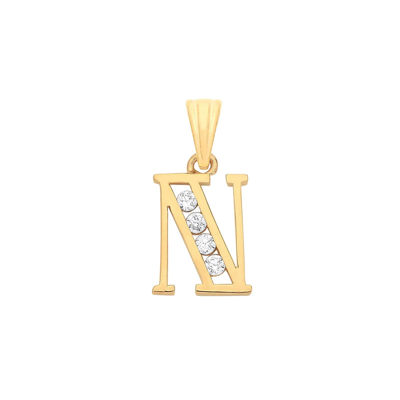 Y/G Channel Set Cz Initial Pendants HEERA DIAMONDS