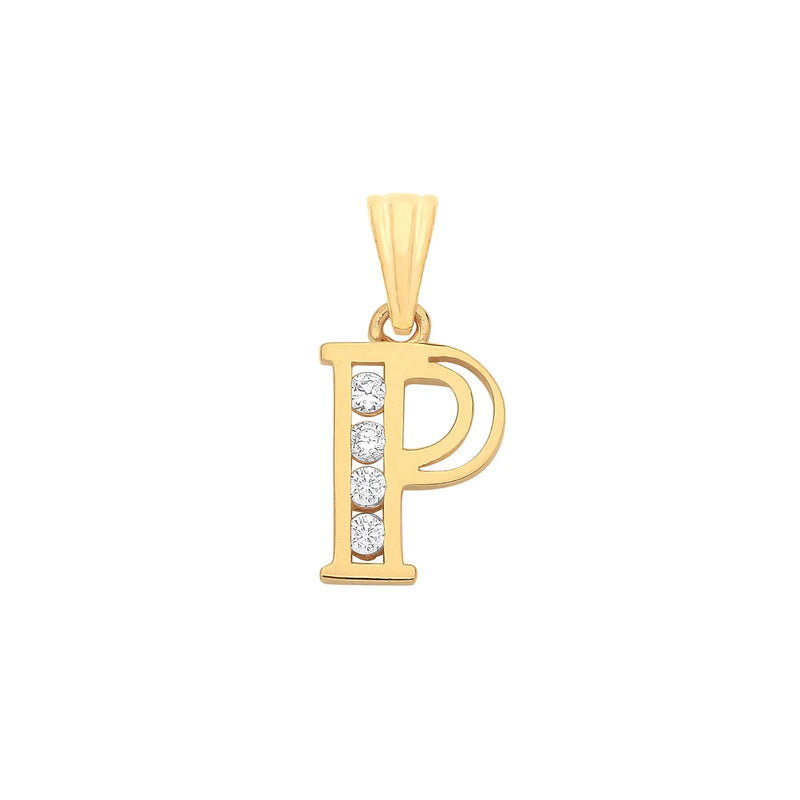 Y/G Channel Set Cz Initial Pendants HEERA DIAMONDS