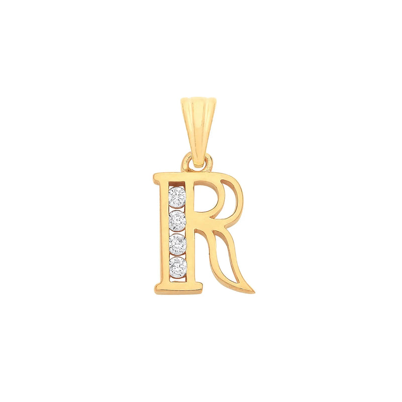 Y/G Channel Set Cz Initial Pendants HEERA DIAMONDS