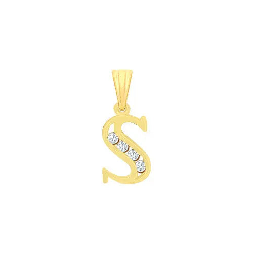 Y/G Channel Set Cz Initial Pendants HEERA DIAMONDS