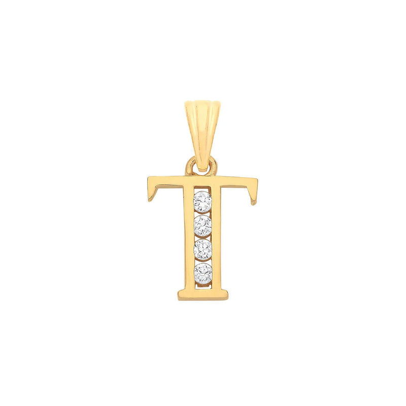Y/G Channel Set Cz Initial Pendants HEERA DIAMONDS