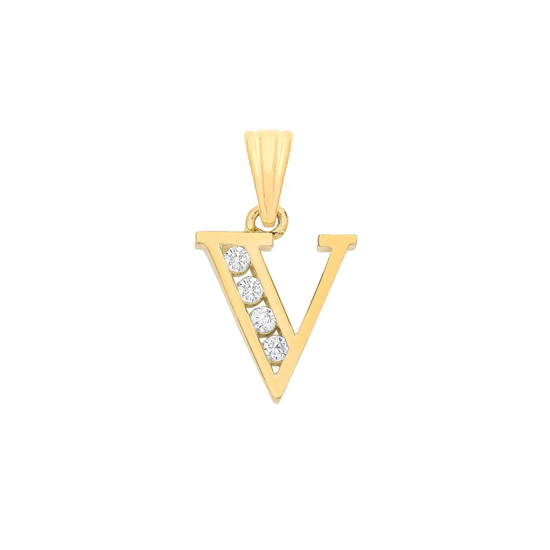 Y/G Channel Set Cz Initial Pendants HEERA DIAMONDS