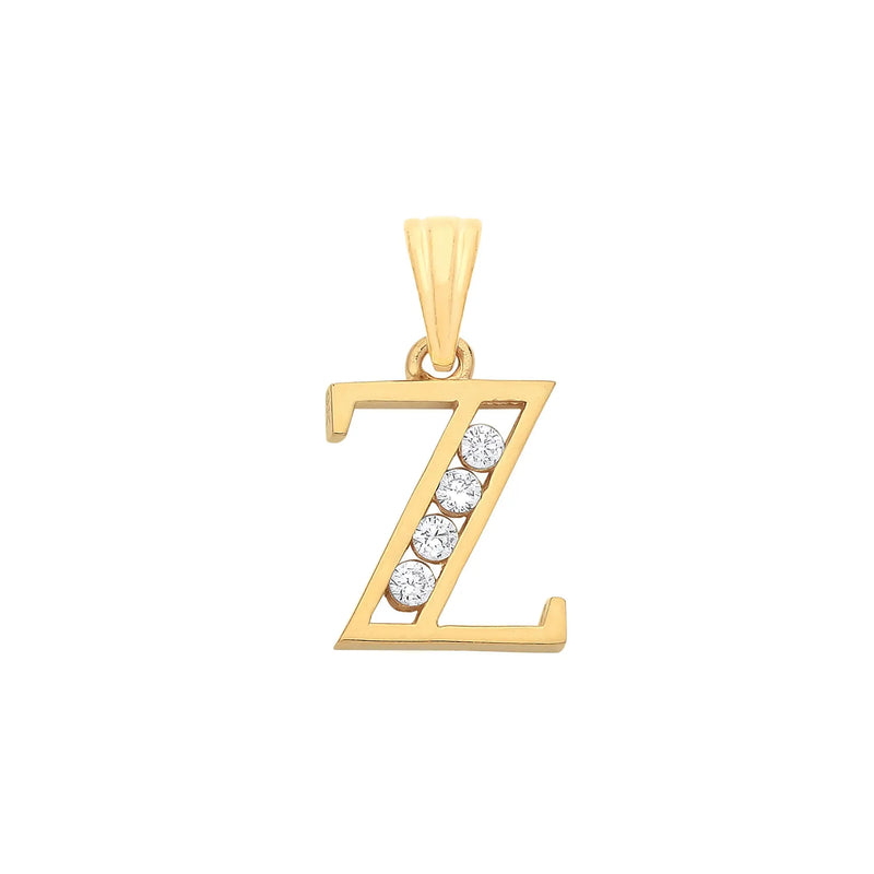 Y/G Channel Set Cz Initial Pendants HEERA DIAMONDS