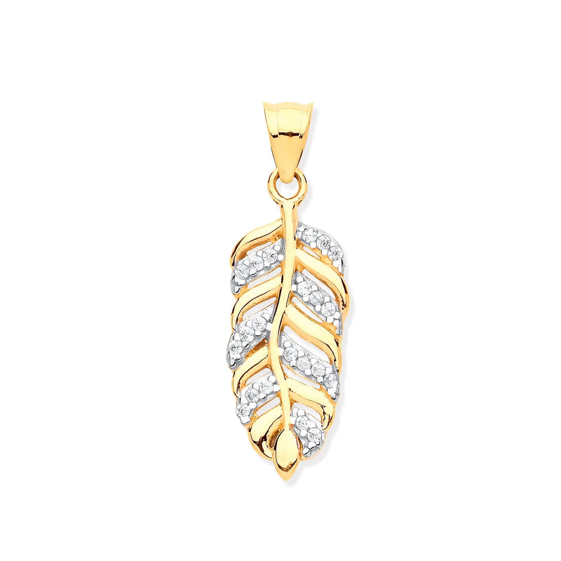 Y/G Cz Leaf Pendant Heera Diamonds