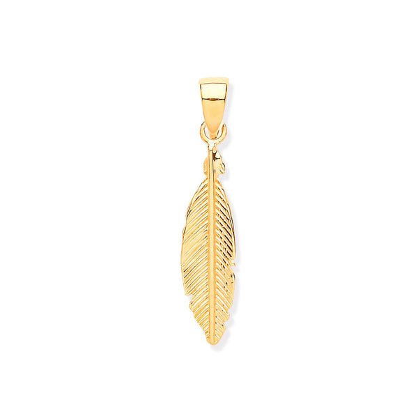 Y/G Feather Leaf Pendant Heera Diamonds