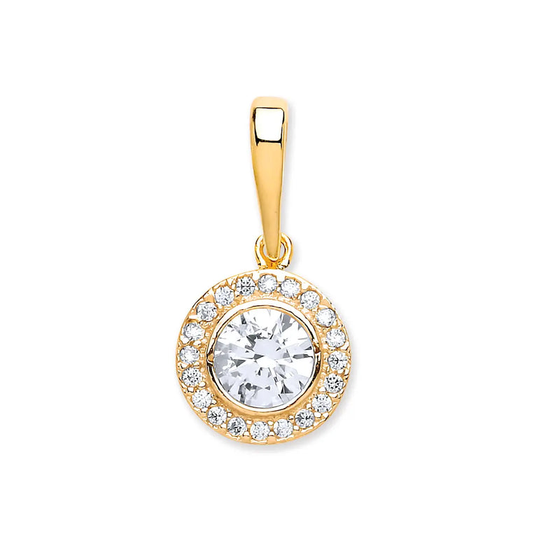 Y/G Halo Style Cz Pendant Heera Diamonds