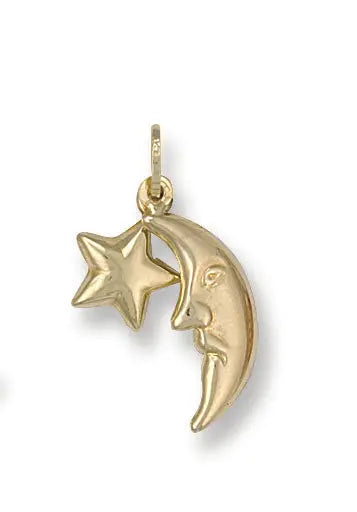 Y/G Star & Moon Pendant Heera Diamonds
