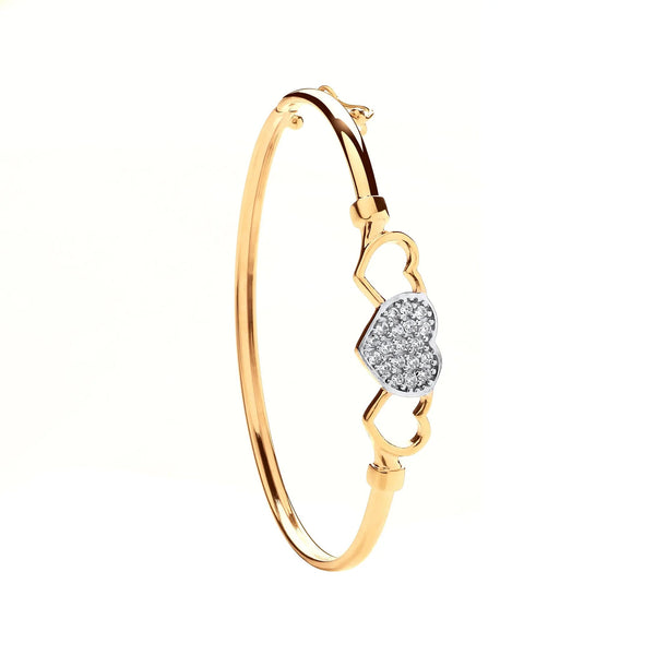 Y/G Three Hearts, Cz Baby Bangle Heera Diamonds