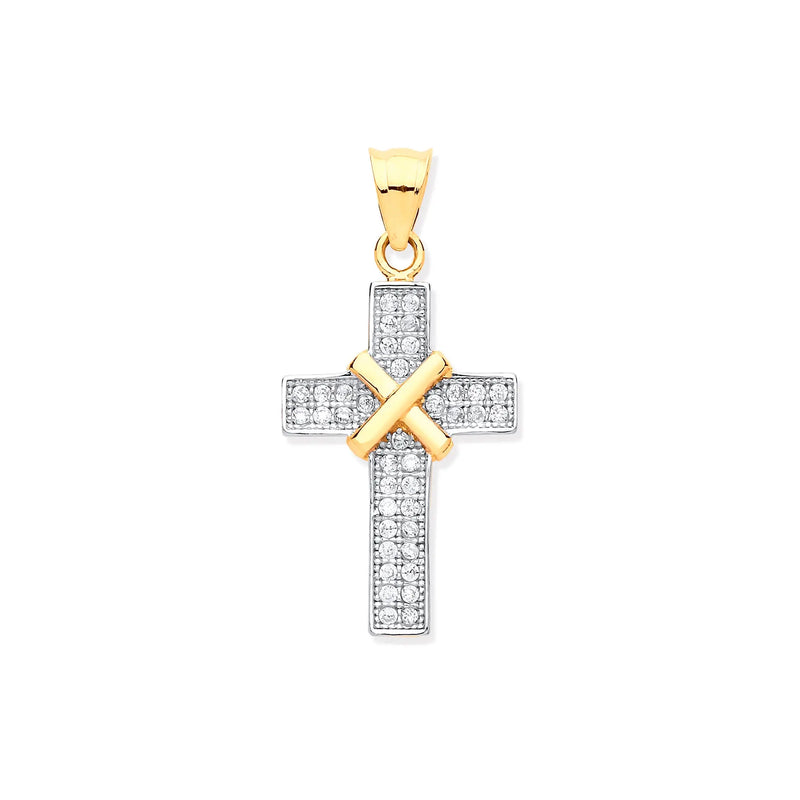 Y/G with CZs Cross Pendants Heera Diamonds