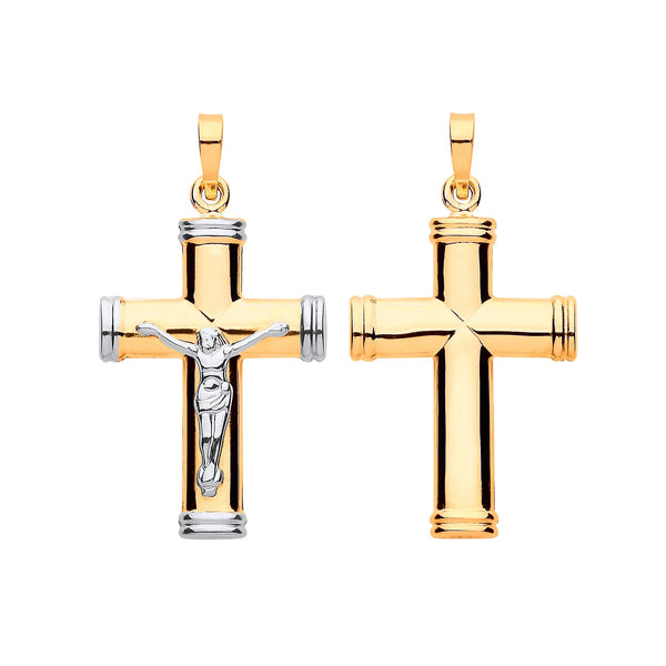 Y & W/G Hollow Tube Crucifix Pendants Heera Diamonds