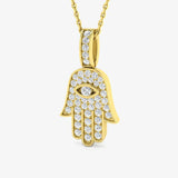 YELLOW GOLD HAMZA DIAMOND PENDANT WITH CHAIN