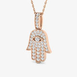 YELLOW GOLD HAMZA DIAMOND PENDANT WITH CHAIN LM JEWELLERY