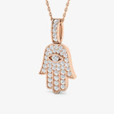 YELLOW GOLD HAMZA DIAMOND PENDANT WITH CHAIN