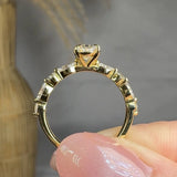 "Zalen" 0.59 Carat Oval Cut Lab Grown Diamond Shoulder Engagement Ring HLM378