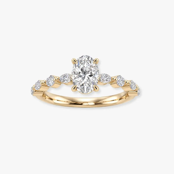 "Zalen" 0.59 Carat Oval Cut Lab Grown Diamond Shoulder Engagement Ring HLM378
