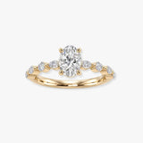 "Zalen" 0.59 Carat Oval Cut Lab Grown Diamond Shoulder Engagement Ring HLM378