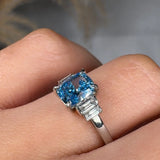 "Zarethyn" Blue Sapphire 0.11 Carat Elongated Cushion Cut Trilogy Lab Grown Diamond Engagement Ring HM1254 HEERA DIAMONDS