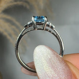 "Zarethyn" Blue Sapphire 0.11 Carat Elongated Cushion Cut Trilogy Lab Grown Diamond Engagement Ring HM1254 HEERA DIAMONDS