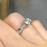 "Zelion" 1 Carat Round Cut Lab Grown Diamond Shoulder Engagement Ring HLR567