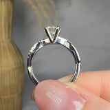 "Zelion" 1 Carat Round Cut Lab Grown Diamond Shoulder Engagement Ring HLR567