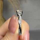 "Zelion" 1 Carat Round Cut Lab Grown Diamond Shoulder Engagement Ring HLR567