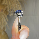 "Zelmira" Blue Sapphire 3.4 Carat Heart Cut Trilogy Natural Diamond Engagement Ring HR1857 HEERA DIAMONDS