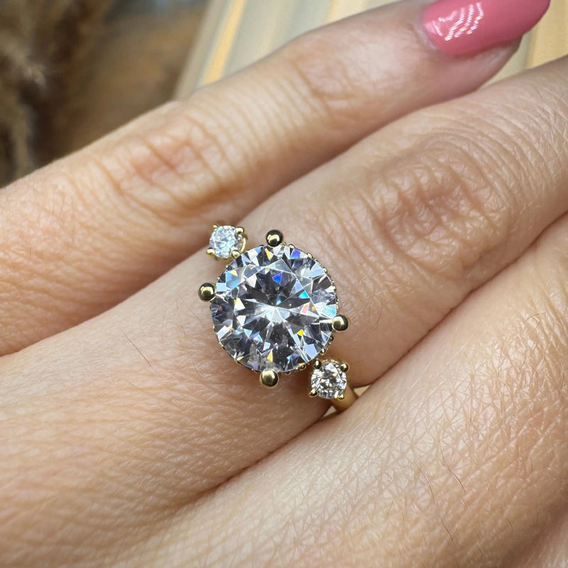 "Zena" Round Cut 2 Carat Trilogy 18kt Yellow Gold Engagement Ring UHRB10 HEERA DIAMONDS