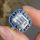 "Zenvira" Blue Sapphire 1 Carat Emerald Cut Natural Diamond Shoulder Engagement Ring HM532 HEERA DIAMONDS