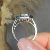 "Zenvira" Blue Sapphire 1 Carat Emerald Cut Natural Diamond Shoulder Engagement Ring HM532