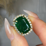 "Zenvyx" Green 7.19 Carat Emerald Cut Natural Diamond Engagement Ring HR842 HEERA DIAMONDS