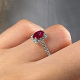 "Zevoria" Ruby 0.73 Carat Oval Cut Diamond Shoulder Engagement Ring RAM592R HEERA DIAMONDS
