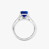 "Zeylan" Blue Sapphire 0.5 Carat Emerald Cut Natural Diamond Engagement Ring HR1325
