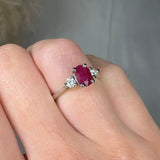 "Zeyra" Ruby 1.02 Carat Oval Cut Trilogy Diamond Engagement Ring HR1311 HEERA DIAMONDS