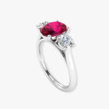 "Zeyra" Ruby 1.02 Carat Oval Cut Trilogy Natural Diamond Engagement Ring HR1311