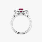 "Zeyra" Ruby 1.02 Carat Oval Cut Trilogy Natural Diamond Engagement Ring HR1311