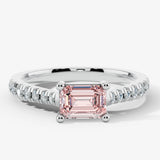"Zilia" 1.01 Carat Pink Lab Grown Emerald Cut Diamond Shoulder Engagement Ring HEERA DIAMONDS