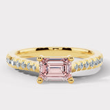 "Zilia" 1.01 Carat Pink Lab Grown Emerald Cut Diamond Shoulder Engagement Ring HEERA DIAMONDS