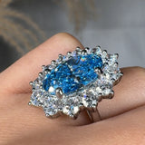 "Zirethra" Blue Sapphire 4 Carat Oval Cut Lab Grown Diamond Engagement Ring HLM30 HEERA DIAMONDS