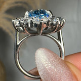 "Zirethra" Blue Sapphire 4 Carat Oval Cut Lab Grown Diamond Engagement Ring HLM30 HEERA DIAMONDS
