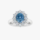 "Zirethra" Blue Sapphire 4 Carat Oval Cut Lab Grown Diamond Engagement Ring HLM30