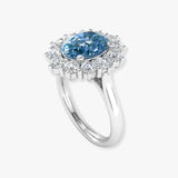 "Zirethra" Blue Sapphire 4 Carat Oval Cut Lab Grown Diamond Engagement Ring HLM30