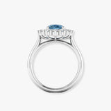 "Zirethra" Blue Sapphire 4 Carat Oval Cut Lab Grown Diamond Engagement Ring HLM30